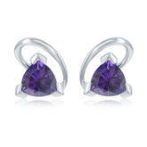 Sterling Silver 2.02CTW Trillian Amethyst Stud Earrings